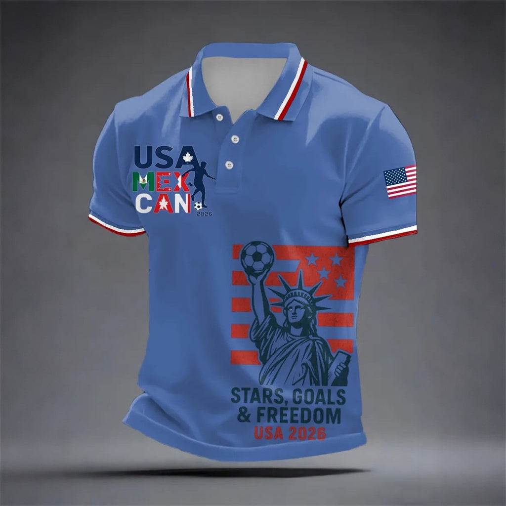 2026 Usa Soccer Mens Polo Shirts Short Sleeve Casual Collared Pullover Summer Tops Soccer Shirt for Men Indoor Outdoor Activities Daily Wear