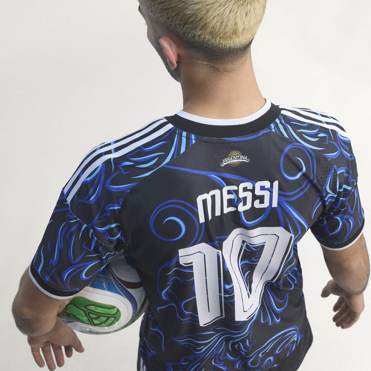 adidas Mens Argentina 2026 Away Authentic Jersey Messi Black/Lucid Blue/Blue Burst Medium