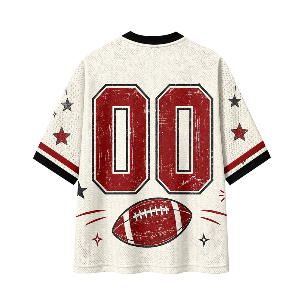 BFRGSIJ Football Mesh Jersey for Women Casual Short Sleeve V Neck Game Day Sports Fan Tee Shirt XL