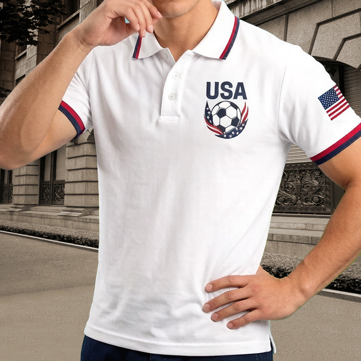 2026 Usa Soccer Mens Polo Shirts Short Sleeve Casual Collared Pullover Summer Tops Soccer Shirt for Men Indoor Outdoor Activities Daily Wear