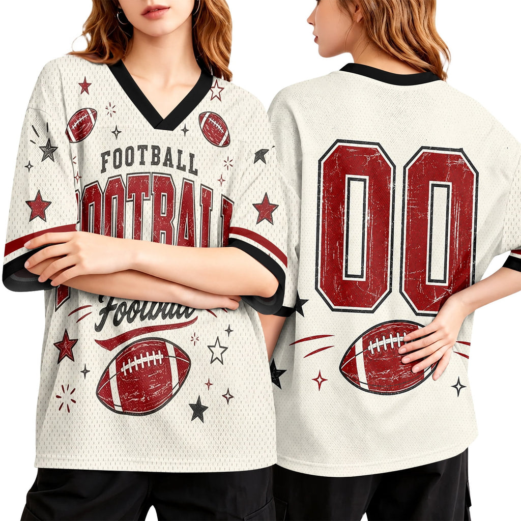 Football Shirts for Women Short Sleeve V Neck Vintage Game Day Graphic Sports Mesh Jersey Purple M
