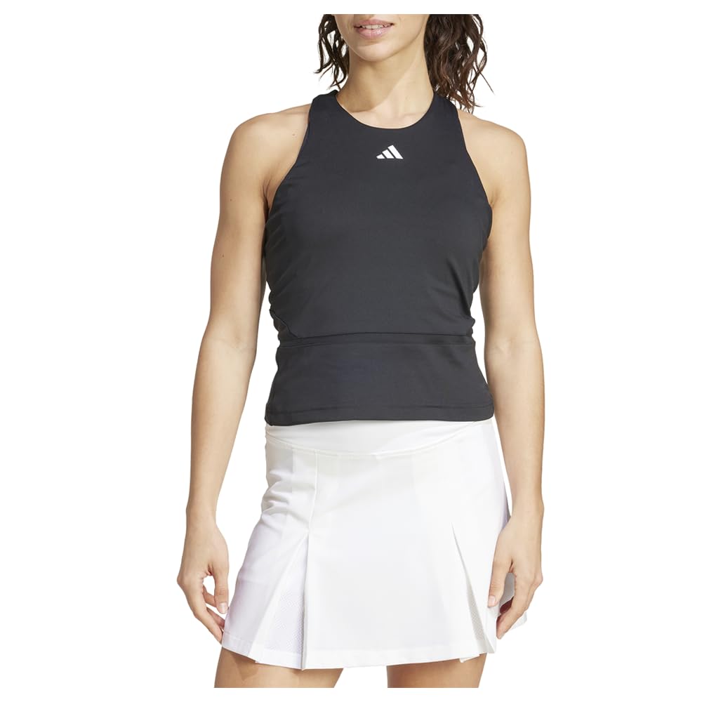 ADIDAS WOMEN'S TENNIS MID-LENGTH Y-TANK TOP - SIZE: WOMEN L - BLACK