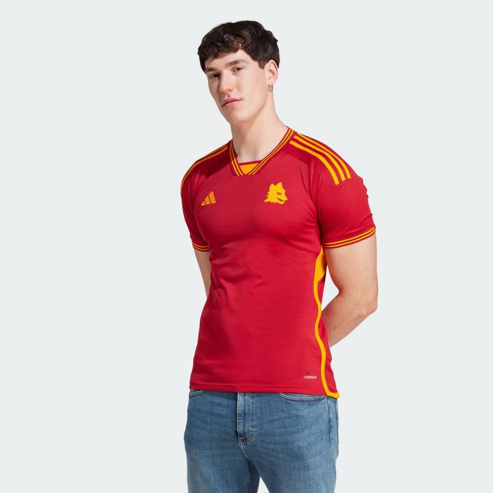 adidas Men's Soccer Roma 23/24 Home Jersey - Minimalist Design, AEROREADY Moisture-Wicking, Recycled Materials (as1, Alpha, m, Regular, Regular) Red