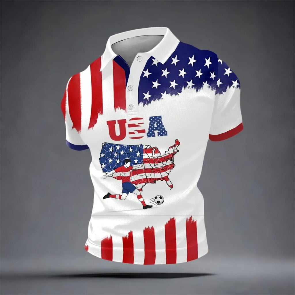 2026 Usa Soccer Mens Polo Shirts Short Sleeve Casual Collared Pullover Summer Tops Soccer Shirt for Men Indoor Outdoor Activities Daily Wear